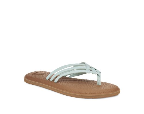 Sanuk Womens Yoga Salty Brown / Light Blue Flip Flops | AFVHRL695